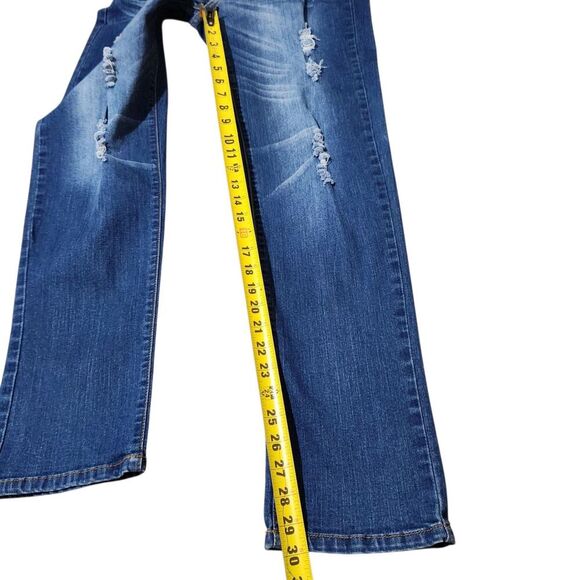 Lucky and Blessed Jeans Size 10 Blue Distressed Straight Leg - Picture 7 of 16